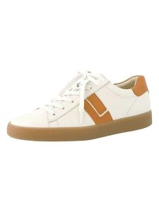 Paul Green Skórzane sneakersy w kolorze biało-jasnobrązowym rozmiar: 38. Białe trampki Paul Green, bez wzorów, bez zapięcia. Za 447,95 zł.