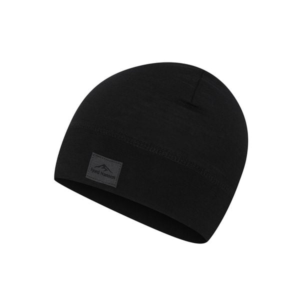 Czapka Beanie z wełny merynosa Unisex Fjord Nansen Light Merinoull. Czarne czapki Fjord Nansen, bez wzorów, z wełny, sportowe. Za 99,99 zł.
