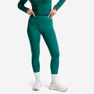 Legginsy fitness damskie Domyos. Zielone legginsy DOMYOS, bez wzorów, z elastanu. Za 129,99 zł.