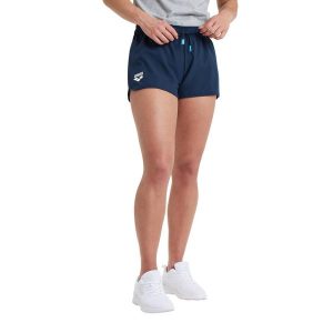 Spodenki damskie Arena Team Short Solid. Niebieskie szorty Arena, bez wzorów, z materiału, sportowe. Za 104,13 zł.