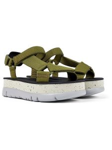 Camper Sandały w kolorze khaki na koturnie rozmiar: 38. Brązowe sandały Camper, bez wzorów, z otwartym noskiem, bez obcasa, na koturnie, bez zapięcia. Za 152,62 zł.