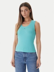 Tommy Jeans Top Essential DW0DW20673 Zielony Regular Fit. Zielone topy Tommy Jeans, xl, bez wzorów, z bawełny, bez kołnierzyka, bez ramiączek. Za 129,99 zł.