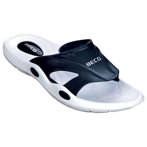 Klapki slide Beco biało-czarne dla kobiet. Białe klapki 47 Brand, z aplikacjami, z materiału, bez obcasa. Za 173,99 zł.