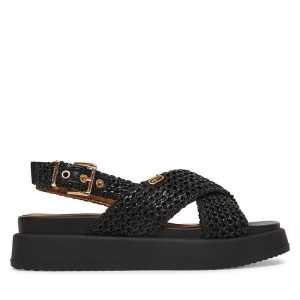 Sandały Tamaris. Czarne sandały Tamaris, bez wzorów, bez obcasa, na płaskiej podeszwie, bez zapięcia. Za 329,99 zł.