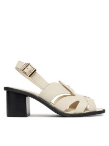 Tommy Hilfiger Sandały Cross Blocked Heel Sandal FW0FW09135 Biały. Białe sandały TOMMY HILFIGER, bez wzorów, ze skóry, bez obcasa, na słupku, bez zapięcia. Za 569,99 zł.