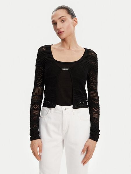 Guess Kardigan W5GR15 Z3E22 Czarny Regular Fit. Czarne kardigany Guess, z wiskozy. Za 199,99 zł.