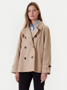 Tommy Hilfiger Trencz WW0WW45618 Beżowy Regular Fit. Brązowe płaszcze TOMMY HILFIGER, bez wzorów, z bawełny, bez kaptura. Za 959,99 zł.