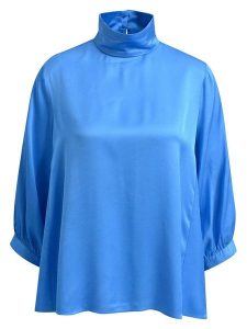 Milano Italy Bluzka w kolorze niebieskim rozmiar: 42. Niebieskie bluzki Milano Italy, bez wzorów, z wiskozy, bez kołnierzyka, bez ramiączek. Za 173,99 zł.