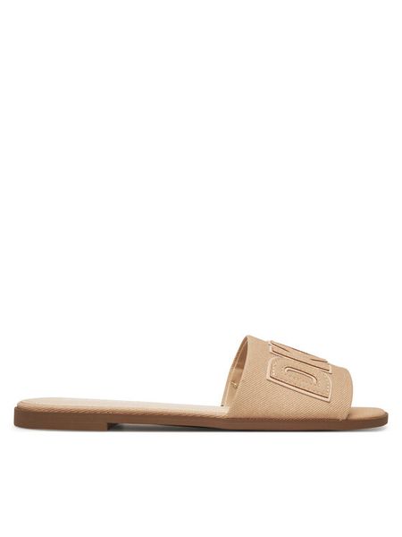 DKNY Klapki Willow K1500528 Beżowy. Brązowe klapki DKNY, bez wzorów, z materiału, bez obcasa. Za 379,99 zł.