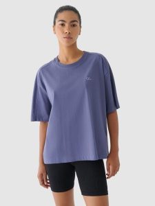 4F T-shirt oversize damski 4F x Anna Lewandowska - granatowy XS. Niebieskie t-shirty 4f, s, bez wzorów, z bawełny, bez kołnierzyka, bez ramiączek. W wyprzedaży za 49,99 zł.