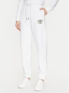 Guess Jeans Spodnie dresowe W5RB63 K68I4 Biały Regular Fit. Białe spodnie dresowe Guess Jeans, xl, z aplikacjami, z bawełny. Za 239,99 zł.