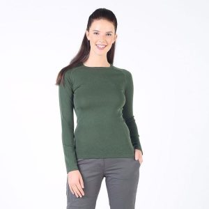 Alize - damska koszulka termoaktywna 100% merino (195 g/m²). Zielone koszule nocne WOOLONA, bez wzorów, z wełny, bez ramiączek. W wyprzedaży za 297,00 zł.