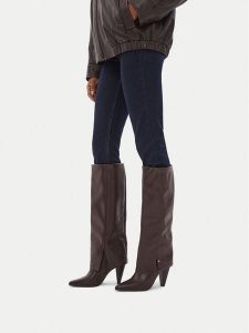 MEXX Kozaki EO-MI001804463W Brązowy. Brązowe kozaki Mexx, bez wzorów, bez obcasa, na słupku, bez zapięcia. Za 429,99 zł.
