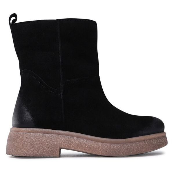 Botki Lasocki. Czarne botki Lasocki, bez wzorów, bez obcasa, na płaskiej podeszwie, bez zapięcia. Za 189,99 zł.