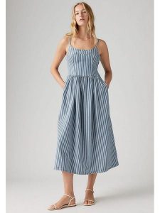 Levi's Sukienka w kolorze błękitno-białym rozmiar: L. Białe sukienki Levi's®, na co dzień, l, bez wzorów, z bawełny, bez kołnierzyka, bez ramiączek, maxi, proste. Za 164,02 zł.