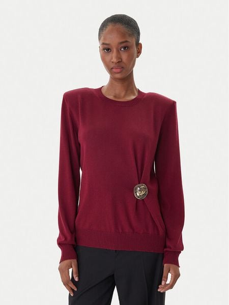 Simona Corsellini Sweter A25CPMGE0301 Czerwony Regular Fit. Czerwone swetry klasyczne SIMONA CORSELLINI, xs, z wełny, bez kołnierzyka. Za 440,99 zł.