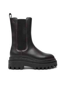 Calvin Klein Jeans Sztyblety Flatform YW0YW01542 Brązowy. Brązowe botki Calvin Klein Jeans, bez wzorów, z jeansu, bez obcasa, na płaskiej podeszwie, bez zapięcia. Za 539,99 zł.