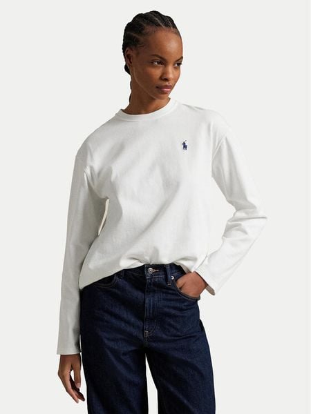 Polo Ralph Lauren Bluzka 211967105001 Biały Straight Fit. Białe bluzki Polo Ralph Lauren, l, bez wzorów, z bawełny, bez kołnierzyka, bez ramiączek. Za 309,99 zł.