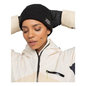 Czapka z dzianiny dla Kobiety FOLKER Czarny. Czarne czapki Roxy, bez wzorów, z dzianiny. Za 87,99 zł.