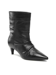 Gino Rossi Botki 98235 Czarny. Czarne botki Gino Rossi, bez wzorów, ze skóry, bez obcasa, na słupku, bez zapięcia. Za 429,99 zł.