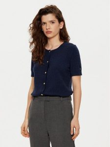 Tommy Hilfiger Kardigan WW0WW43958 Granatowy Regular Fit. Niebieskie kardigany TOMMY HILFIGER, z wełny. Za 399,99 zł.