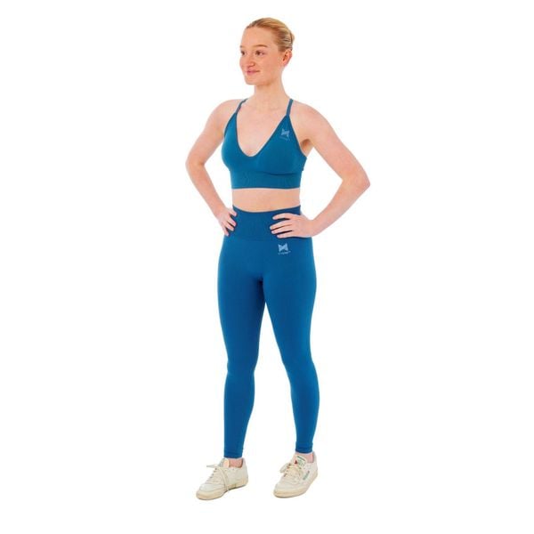 Damski zestaw sportowy Xtreme - legginsy + biustonosz sportowy - Niebieski. Niebieskie legginsy XTREME SOCKSWEAR, bez wzorów, z materiału, z podwyższonym stanem. Za 190,74 zł.
