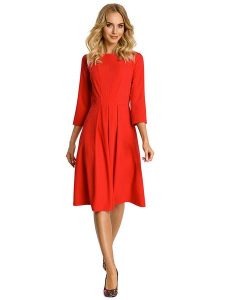 Made of emotion Sukienka w kolorze czerwonym rozmiar: S. Czerwone sukienki Made Of Emotion, s, bez wzorów, bez kołnierzyka, bez ramiączek, midi, rozkloszowane. Za 189,99 zł.