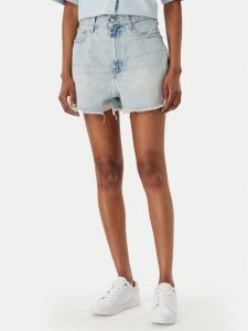 Tommy Hilfiger Szorty jeansowe WW0WW49578 Niebieski Wide Fit. Niebieskie szorty TOMMY HILFIGER, bez wzorów, z bawełny. Za 529,99 zł.