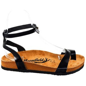 Moosefield Skórzane sandały w kolorze czarnym rozmiar: 39. Czarne sandały Moosefield, bez wzorów, ze skóry, z otwartym noskiem, bez obcasa, bez zapięcia. Za 171,68 zł.