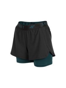 4F Szorty funkcyjne w kolorze zielono-czarnym rozmiar: 3XL. Czarne spodenki sportowe 4f, xl, bez wzorów, z materiału, outdoorowe. Za 101,95 zł.