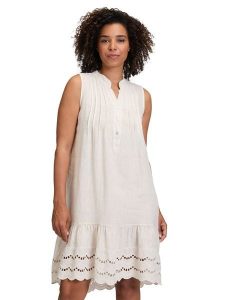 CARTOON Lniana sukienka w kolorze kremowym rozmiar: 40. Brązowe sukienki Cartoon, na co dzień, bez wzorów, z koronki, bez kołnierzyka, bez ramiączek, midi, proste. Za 164,02 zł.