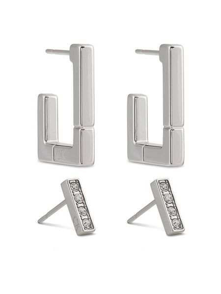 Calvin Klein Kolczyki 35000459 Srebrny. Szare kolczyki Calvin Klein, metalowe. Za 359,99 zł.