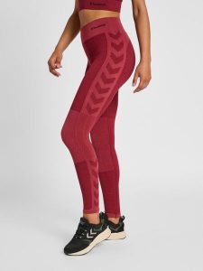Damskie legginsy mid-rise Hummel Clea. Czerwone legginsy Hummel, bez wzorów, z dzianiny, z standardowym stanem. Za 252,50 zł.