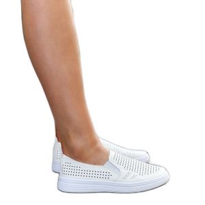 Beżowe ażurowe wsuwane tenisówki Dafina beżowy. Brązowe trampki w ażurowe wzory, z gumy, bez zapięcia. Za 92,85 zł.