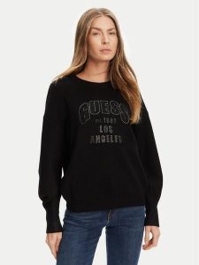 Guess Sweter W5YR26 Z26I2 Czarny Regular Fit. Czarne swetry klasyczne Guess, s, z wiskozy, bez kołnierzyka. Za 299,99 zł.
