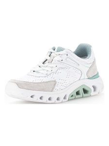 Gabor Skórzane sneakersy w kolorze biało-błękitno-szarym rozmiar: 38. Białe trampki Gabor, bez wzorów, z materiału, bez zapięcia. Za 296,35 zł.