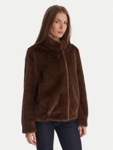 Guess Futro W5BL64 W3920 Brązowy Regular Fit. Brązowe płaszcze Guess, xs, z aplikacjami, z futra, bez kaptura. Za 769,99 zł.