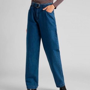 LEE BELTED HIGH WAIST STRAIGHT DAMSKIE SPODNIE JEANSOWE L30ZKEGT 112106903. Spodnie z wysokim stanem Lee, bez wzorów, z jeansu, z podwyższonym stanem. Za 199,99 zł.