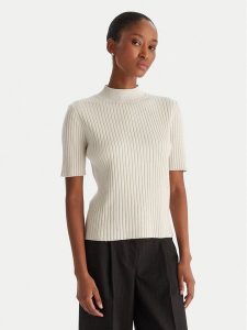 ACCESS FASHION Sweter 54-8046 Beżowy Slim Fit. Brązowe swetry klasyczne ACCESS FASHION, l, z syntetyku, bez kołnierzyka. Za 289,99 zł.