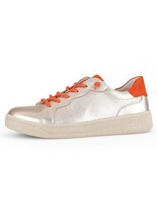 Gabor Skórzane sneakersy w kolorze beżowo-pomarańczowym rozmiar: 37,5. Brązowe trampki Gabor, bez wzorów, bez zapięcia. Za 158,47 zł.