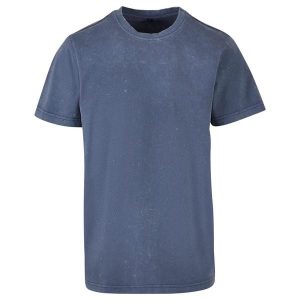 Koszulka Z Okrągłym Dekoltem Dla Dorosłych Unisex Acid Wash. Niebieskie bluzki BUILD YOUR BRAND, xl, bez wzorów, sportowe, bez kołnierzyka, bez ramiączek. Za 78,99 zł.