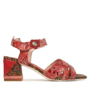 Sandały Laura Vita. Czerwone sandały LAURA VITA, bez wzorów, bez obcasa, na słupku, bez zapięcia. Za 389,99 zł.