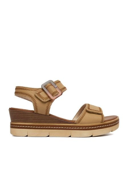 Remonte Sandały CEO-D2L58-61 Brązowy. Brązowe sandały Remonte, bez wzorów, ze skóry, bez obcasa, na koturnie, bez zapięcia. Za 389,99 zł.