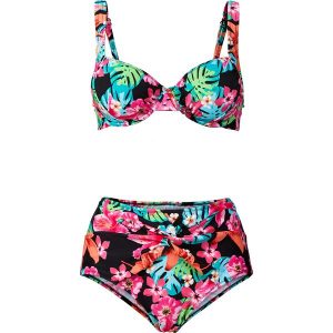 Bikini na fiszbinach minimizer (2 części) bonprix czarny w kwiaty. Bikini marki bonprix. Za 109,99 zł.