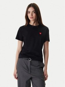 HUGO T-Shirt Damacia 50562145 Czarny Regular Fit. Czarne t-shirty Hugo, xl, bez wzorów, z bawełny, bez kołnierzyka, bez ramiączek. Za 279,99 zł.