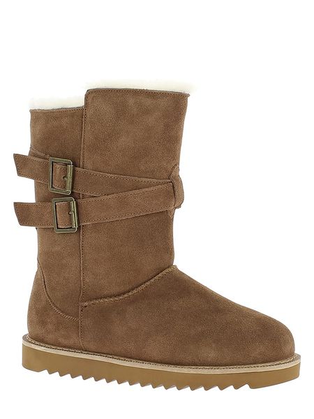 Gooce Skórzane kozaki zimowe "Huntspill Waterproof" w kolorze jasnobrązowym rozmiar: 39. Brązowe kozaki Gooce, na zimę, bez wzorów, z materiału, bez obcasa, bez zapięcia. Za 257,31 zł.