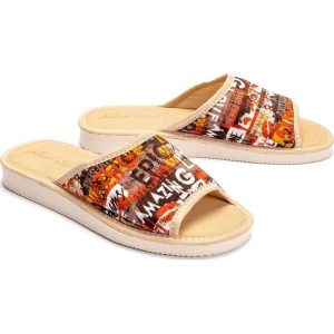 METEOR 058 GRAFFITI brąz, kapcie damskie. Brązowe kapcie Meteor, bez wzorów. Za 44,99 zł.