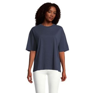 Koszulka Damska Boxy Oversized T-shirt. Niebieskie bluzki SOL'S, l, bez wzorów, bez kołnierzyka, bez ramiączek. Za 90,99 zł.