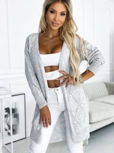 Sweter Kardigan Model 486-1 Grey - Numoco. Szare kardigany NUMOCO. Za 198,25 zł.