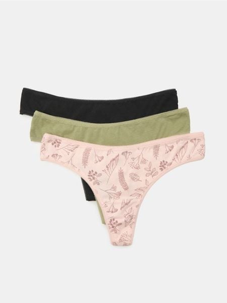 Bawełniane majtki stringi 3 pack - wielobarwny. Stringi Sinsay, bez wzorów, z bawełny. Za 11,99 zł.